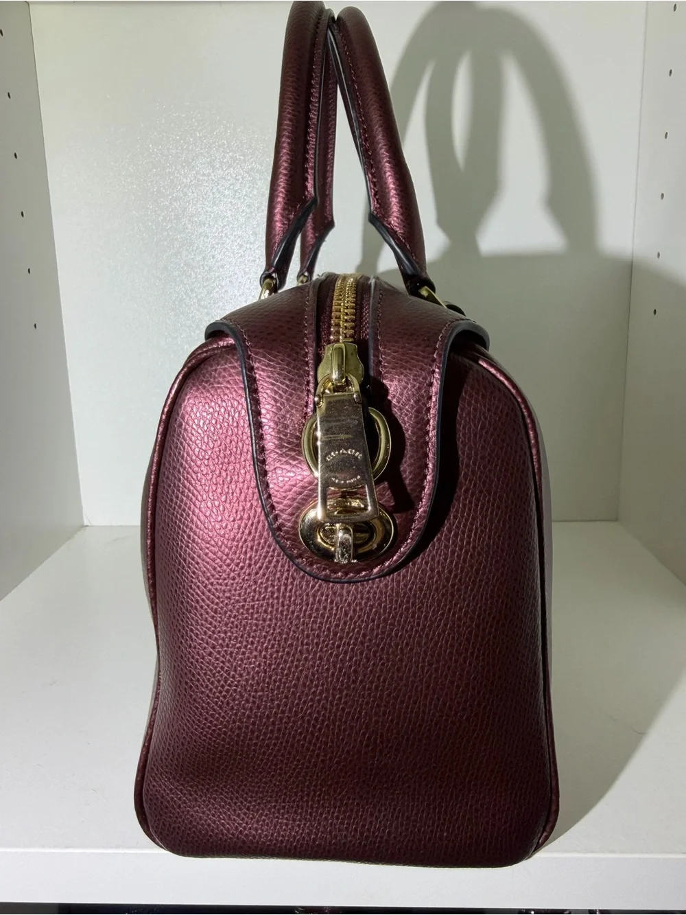 Coach Bennett Metallic Plum Dome Satchel with Gold Hardware - Picture 5 of 10